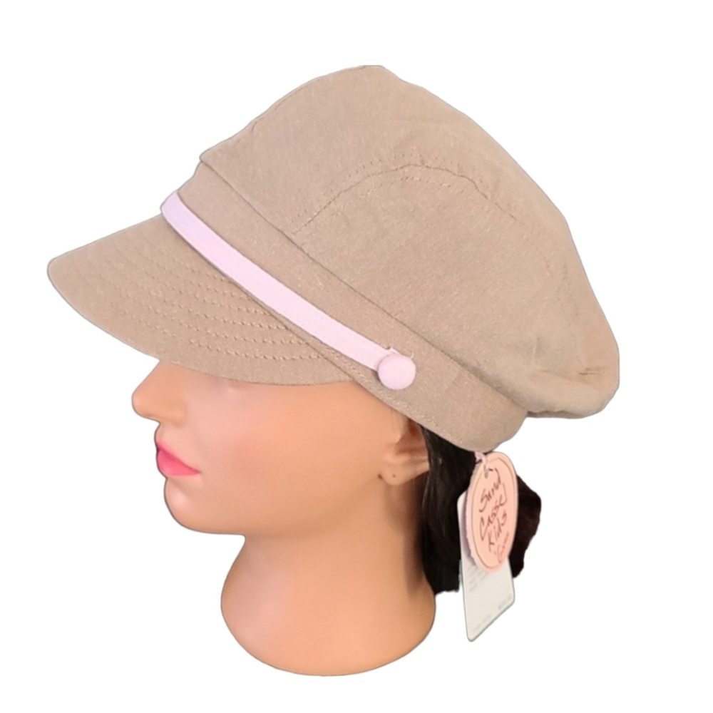 Goorin Bros. Sand Cassel Kids Cadet Cabbie Military Tan Pink Girls Hat S M - Picture 3 of 12